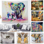 Colorful Elephant Peach Skin Tapestry Fabric Wall Decoration Hanging Cloth - Grand Goldman