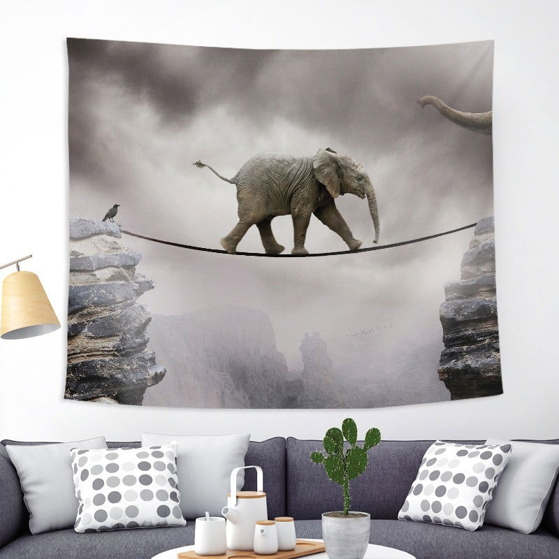 Colorful Elephant Peach Skin Tapestry Fabric Wall Decoration Hanging Cloth - Grand Goldman