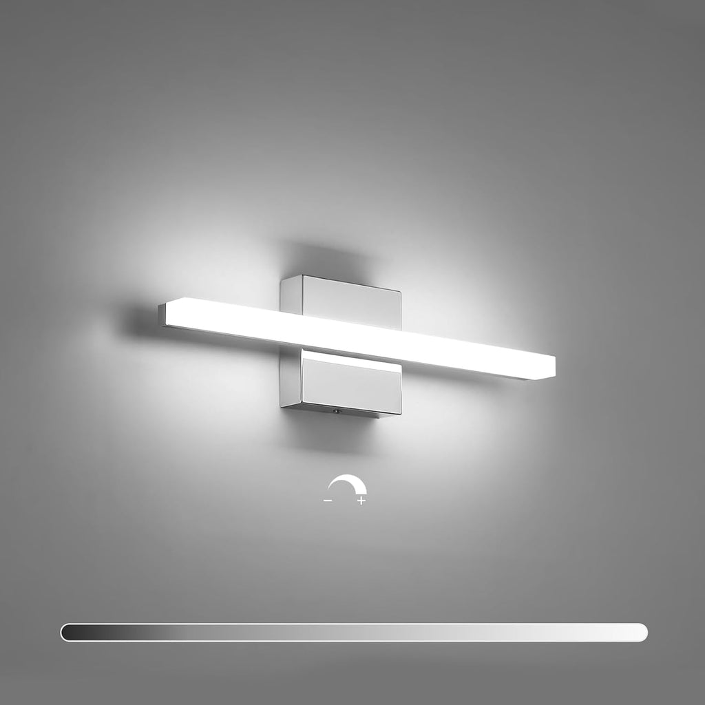 Combuh Modern Bathroom Light Fixtures Over Mirror 16 Inch IP44 9W Chrome Bathroom Vanity Light Bar for Bathroom Wall Light Fixtures Cool White 6000K - Grand Goldman