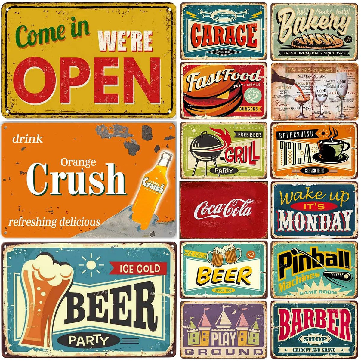 Come in we are open coffee beer tea Metal Tin Signs Posters Plate Wall Decor for Bars Restaurant Cafe Clubs Retro Posters Plaque - Grand Goldman