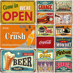 Come in we are open coffee beer tea Metal Tin Signs Posters Plate Wall Decor for Bars Restaurant Cafe Clubs Retro Posters Plaque - Grand Goldman