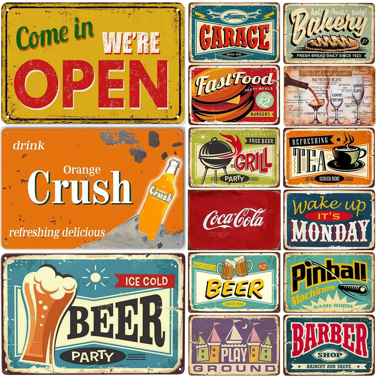 Come in we are open coffee beer tea Metal Tin Signs Posters Plate Wall Decor for Bars Restaurant Cafe Clubs Retro Posters Plaque - Grand Goldman