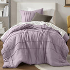 Comfort Spaces Cream Queen Size Duvet Cover Set - 3 Pieces Pintuck Pleated Duvet Cover Queen, All Season Lightweight, Extra Softness Pre-Washed Microfiber Queen Bedding Cover Shams, Full/Queen - Grand Goldman