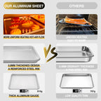 Commercial Quality Baking Sheet Pan Set, Natural Aluminum Cookie Sheet, Umite Chef Warp Resistant Nonstick Baker's Half Sheet Pan, Large Thick Cookie Tray Pans for Baking, Roasting(2 Pack, 18X13Inch) - Grand Goldman