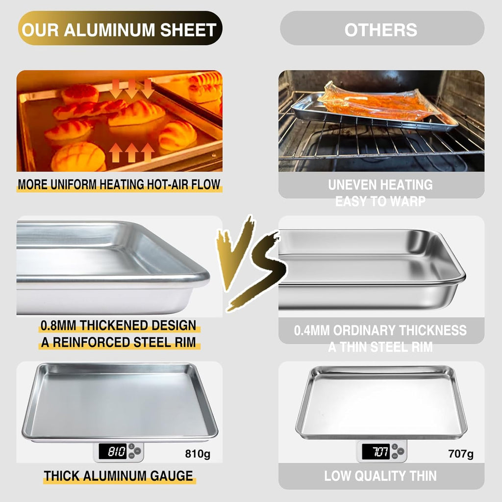 Commercial Quality Baking Sheet Pan Set, Natural Aluminum Cookie Sheet, Umite Chef Warp Resistant Nonstick Baker's Half Sheet Pan, Large Thick Cookie Tray Pans for Baking, Roasting(2 Pack, 18X13Inch) - Grand Goldman