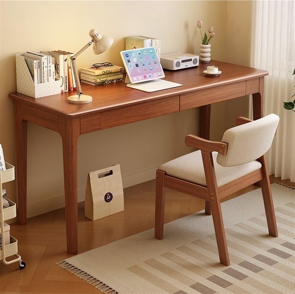 Computer Desk, Home Office Modern Desk and Chair Set, Wood Writing Desk, Executive Desk, Wooden Writing Desk Study Table, Home Office Study Desk(Brown,80CM-31.5IN) - Grand Goldman