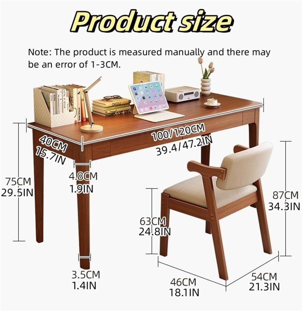 Computer Desk, Home Office Modern Desk and Chair Set, Wood Writing Desk, Executive Desk, Wooden Writing Desk Study Table, Home Office Study Desk(Brown,80CM-31.5IN) - Grand Goldman