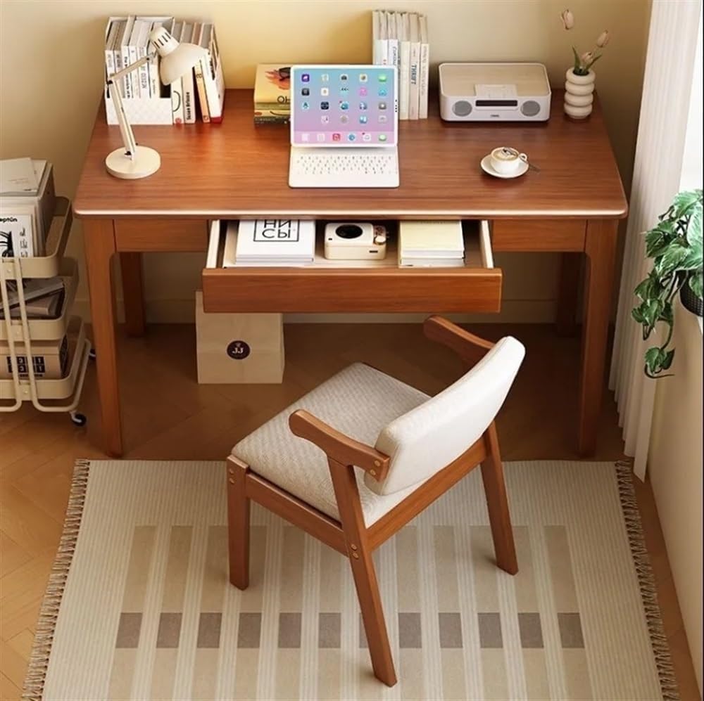 Computer Desk, Home Office Modern Desk and Chair Set, Wood Writing Desk, Executive Desk, Wooden Writing Desk Study Table, Home Office Study Desk(Brown,80CM-31.5IN) - Grand Goldman