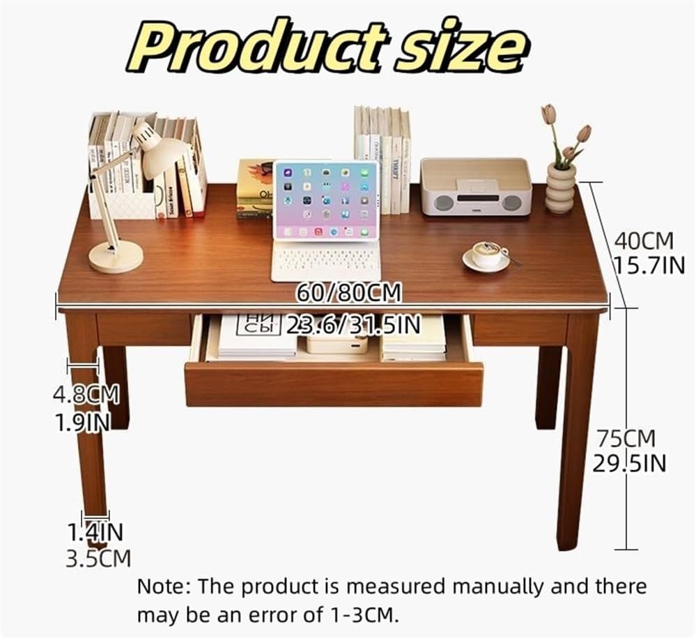 Computer Desk, Home Office Modern Desk and Chair Set, Wood Writing Desk, Executive Desk, Wooden Writing Desk Study Table, Home Office Study Desk(Brown,80CM-31.5IN) - Grand Goldman