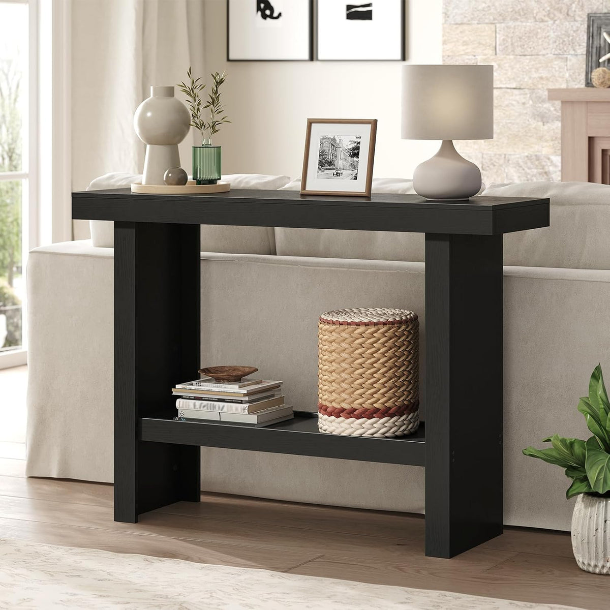 Console Table, 39.4'' Black Entryway Table for Hallway, Narrow Sofa Table Behind The Couch, Modern Foyer Tables for Entrance, Living Room, Corridor, Easy Assembly, Black CTHB16801 - Grand Goldman