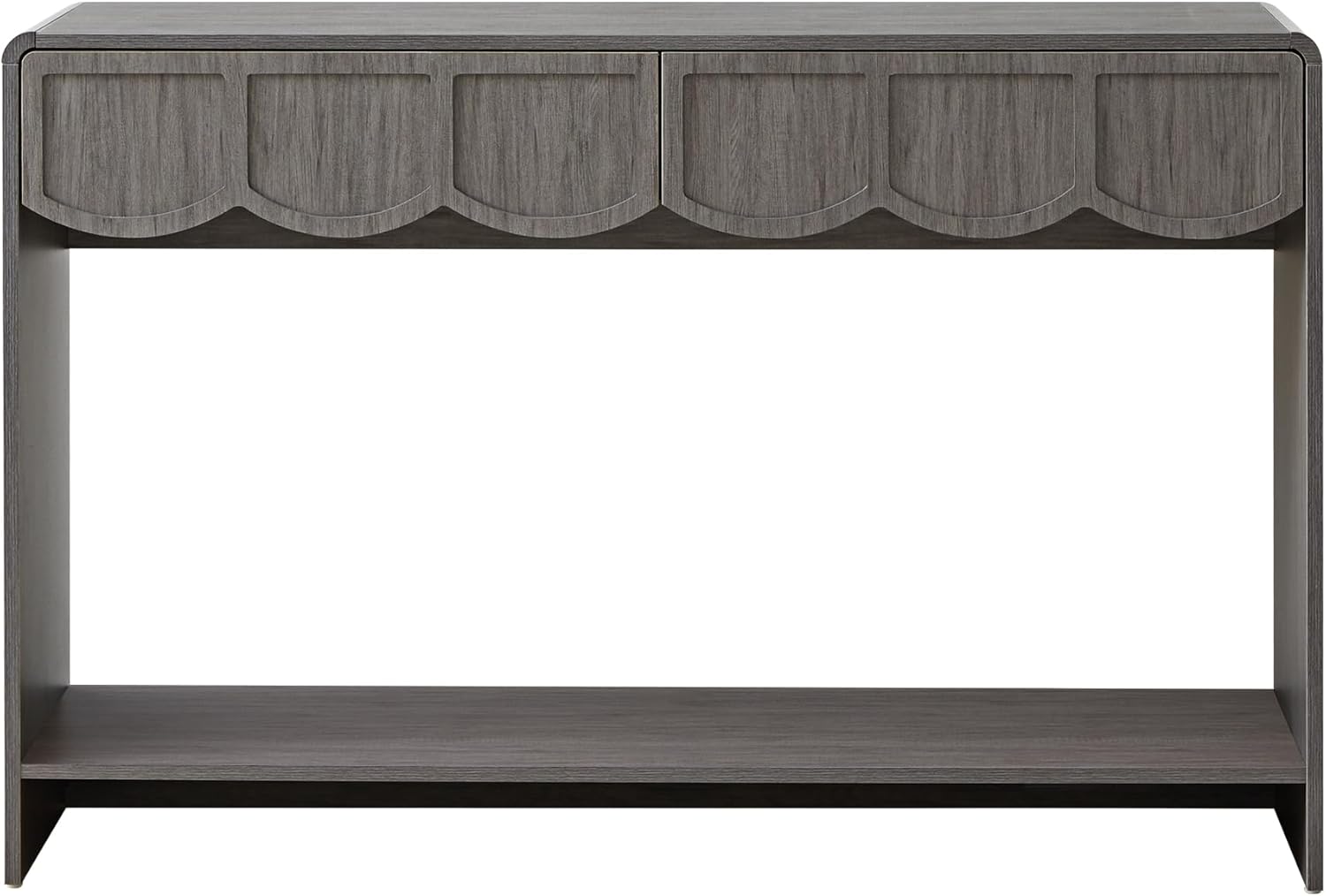 Console Table with Drawers, Mid-Century 47 Inches Narrow Entryway Table with Open Storage Shelves, Hallway Accent Table Behind Couch Table for Living Room - Walnut - Grand Goldman