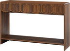 Console Table with Drawers, Mid-Century 47 Inches Narrow Entryway Table with Open Storage Shelves, Hallway Accent Table Behind Couch Table for Living Room - Walnut - Grand Goldman