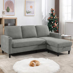 Convertible Sectional Couches for Living Room, L-Shaped Couch 3 Seats Sofas with Storage Chaise & 2 Cup Holders, Small Sofa for Apartment, Compact Spaces, Dark Grey - Grand Goldman
