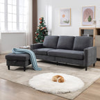 Convertible Sectional Couches for Living Room, L-Shaped Couch 3 Seats Sofas with Storage Chaise & 2 Cup Holders, Small Sofa for Apartment, Compact Spaces, Dark Grey - Grand Goldman