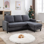 Convertible Sectional Couches for Living Room, L-Shaped Couch 3 Seats Sofas with Storage Chaise & 2 Cup Holders, Small Sofa for Apartment, Compact Spaces, Dark Grey - Grand Goldman