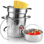 Cook N Home 4-Piece 8 Quart Multipots, Stainless Steel Pasta Cooker Steamer - Grand Goldman