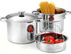 Cook N Home 4-Piece 8 Quart Multipots, Stainless Steel Pasta Cooker Steamer - Grand Goldman