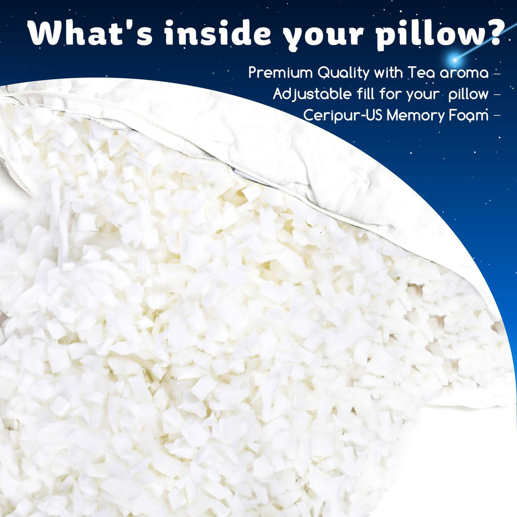 Cooling Side Sleeper Pillow for Neck and Shoulder Pain, Luxury Shredded Memory Foam Curved Bed Pillows for Sleeping Set of 1- Adjustable Queen Size- Washable Cover Crescent White - Grand Goldman