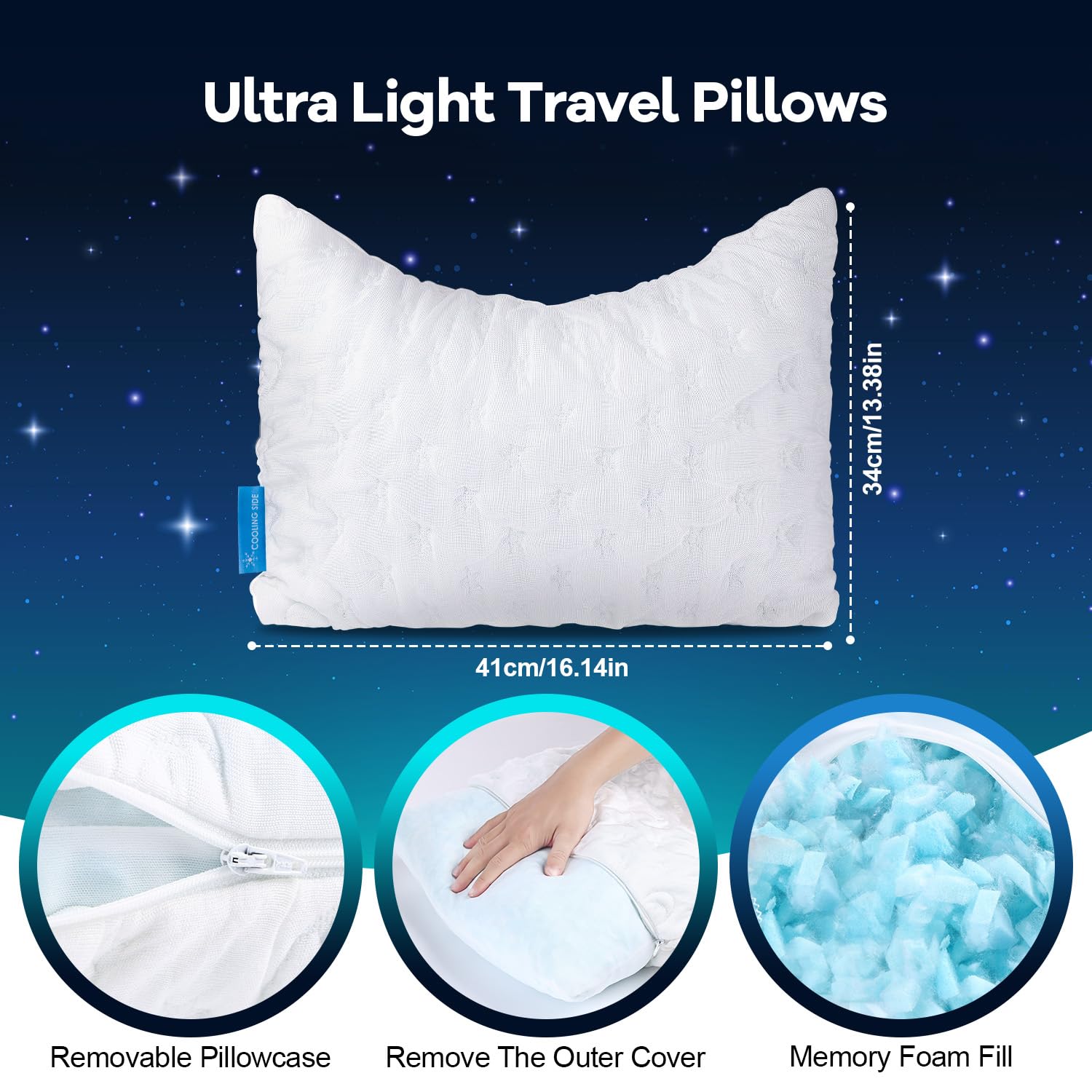 Cooling Side Sleeper Pillow for Neck and Shoulder Pain, Luxury Shredded Memory Foam Curved Bed Pillows for Sleeping Set of 1- Adjustable Queen Size- Washable Cover Crescent White - Grand Goldman