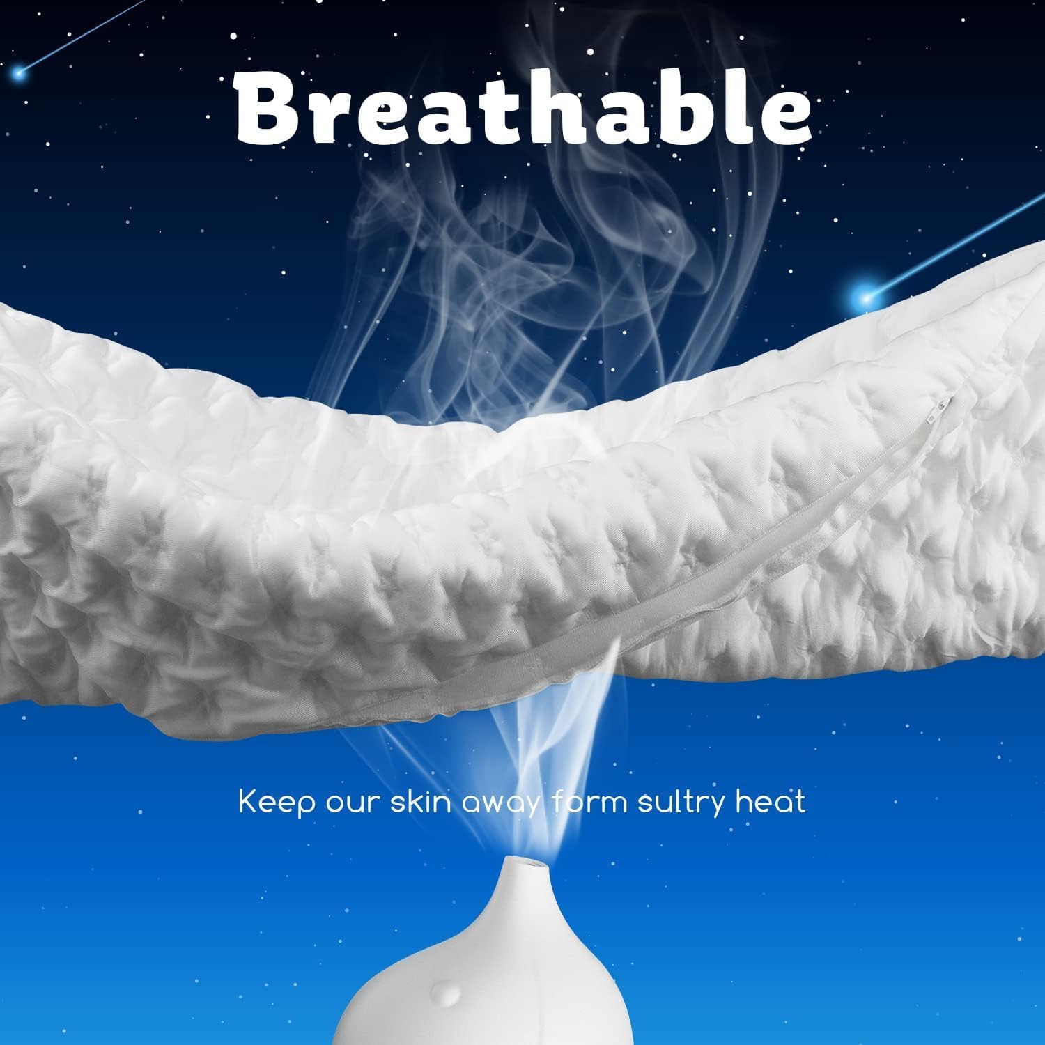 Cooling Side Sleeper Pillow for Neck and Shoulder Pain, Luxury Shredded Memory Foam Curved Bed Pillows for Sleeping Set of 1- Adjustable Queen Size- Washable Cover Crescent White - Grand Goldman