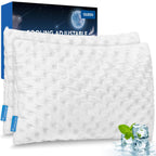 Cooling Side Sleeper Pillow for Neck and Shoulder Pain, Luxury Shredded Memory Foam Curved Bed Pillows for Sleeping Set of 1- Adjustable Queen Size- Washable Cover Crescent White - Grand Goldman