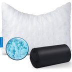 Cooling Side Sleeper Pillow for Neck and Shoulder Pain, Luxury Shredded Memory Foam Curved Bed Pillows for Sleeping Set of 1- Adjustable Queen Size- Washable Cover Crescent White - Grand Goldman