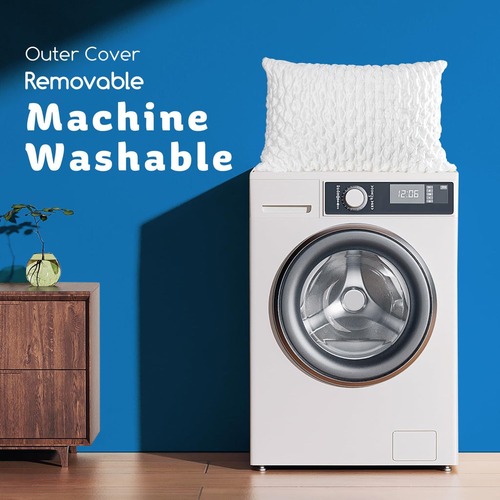 Cooling Side Sleeper Pillow for Neck and Shoulder Pain, Luxury Shredded Memory Foam Curved Bed Pillows for Sleeping Set of 1- Adjustable Queen Size- Washable Cover Crescent White - Grand Goldman