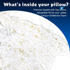 Cooling Side Sleeper Pillow for Neck and Shoulder Pain, Luxury Shredded Memory Foam Curved Bed Pillows for Sleeping Set of 1- Adjustable Queen Size- Washable Cover Crescent White - Grand Goldman