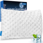 Cooling Side Sleeper Pillow for Neck and Shoulder Pain, Luxury Shredded Memory Foam Curved Bed Pillows for Sleeping Set of 1- Adjustable Queen Size- Washable Cover Crescent White - Grand Goldman