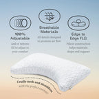 Coop Home Goods Original Adjustable Pillow, Queen Size Bed Pillows for Sleeping, Cross Cut Memory Foam Pillows - Medium Firm Back, Stomach and Side Sleeper Pillow, CertiPUR-US/GREENGUARD Gold - Grand Goldman