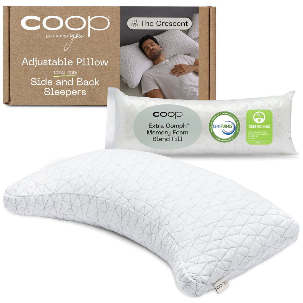 Coop Home Goods Original Adjustable Pillow, Queen Size Bed Pillows for Sleeping, Cross Cut Memory Foam Pillows - Medium Firm Back, Stomach and Side Sleeper Pillow, CertiPUR-US/GREENGUARD Gold - Grand Goldman
