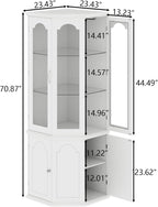 Corner Bar Cabinet w/LED Lights, Tall Modern Wine Cabinet with Tempered Glass Door & Adjustable Shelves, Home Bar Liquor Storage Cabinet with Glass Rack for Living Room, Dining Room (Black) - Grand Goldman
