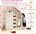 Costzon Kids Dress Up Storage, Open Hanging Armoire Closet with Storage Bins, Shelves, Side Baskets, Kids Dress Up Rack for Little Girls, Kids Wardrobe Closet for Kids Room, Bedroom (Pink) - Grand Goldman