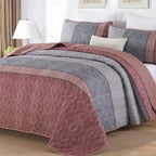 Cottolester Teal Quilt Set Queen Size,Striped Plaid Bedspread,Blue Boho Bedding Set Soft Microfiber Quilt with 2 Pillow Shams 96"x90" - Grand Goldman