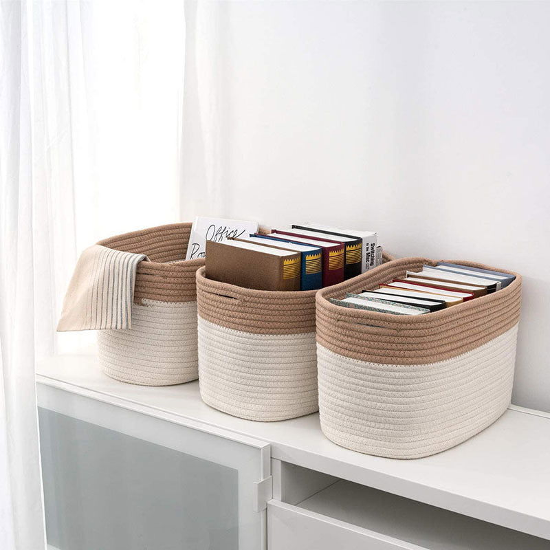 Cotton Rope Storage Basket Snack Rectangular Storage Basket Sundries Storage Basket Organizing Basket Storage Basket Desktop Storage - Grand Goldman