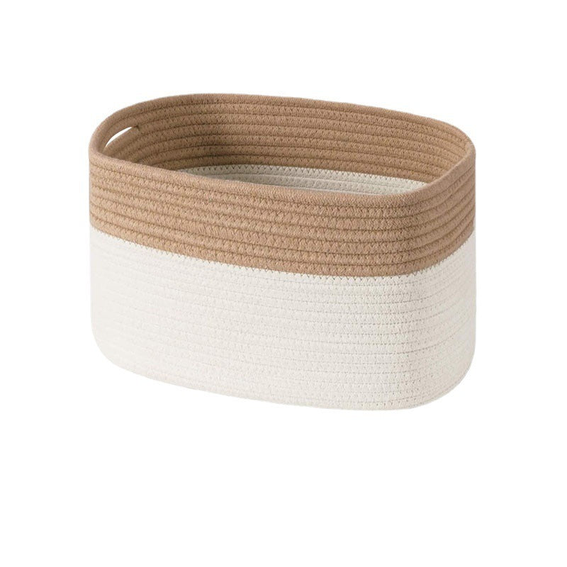 Cotton Rope Storage Basket Snack Rectangular Storage Basket Sundries Storage Basket Organizing Basket Storage Basket Desktop Storage - Grand Goldman