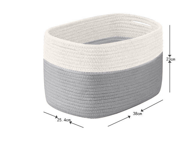 Cotton Rope Storage Basket Snack Rectangular Storage Basket Sundries Storage Basket Organizing Basket Storage Basket Desktop Storage - Grand Goldman