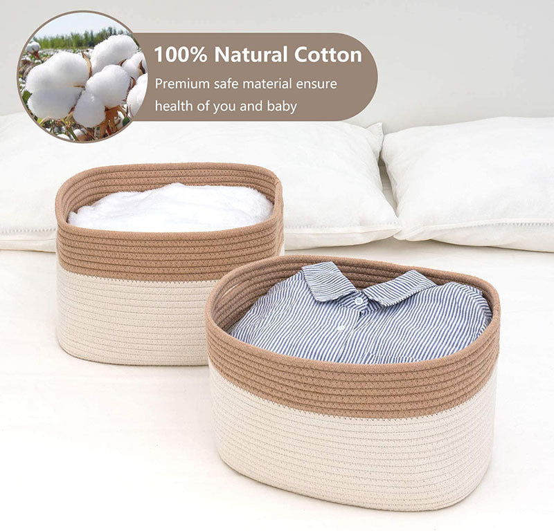 Cotton Rope Storage Basket Snack Rectangular Storage Basket Sundries Storage Basket Organizing Basket Storage Basket Desktop Storage - Grand Goldman