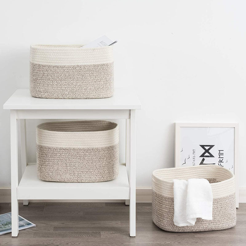 Cotton Rope Storage Basket Snack Rectangular Storage Basket Sundries Storage Basket Organizing Basket Storage Basket Desktop Storage - Grand Goldman