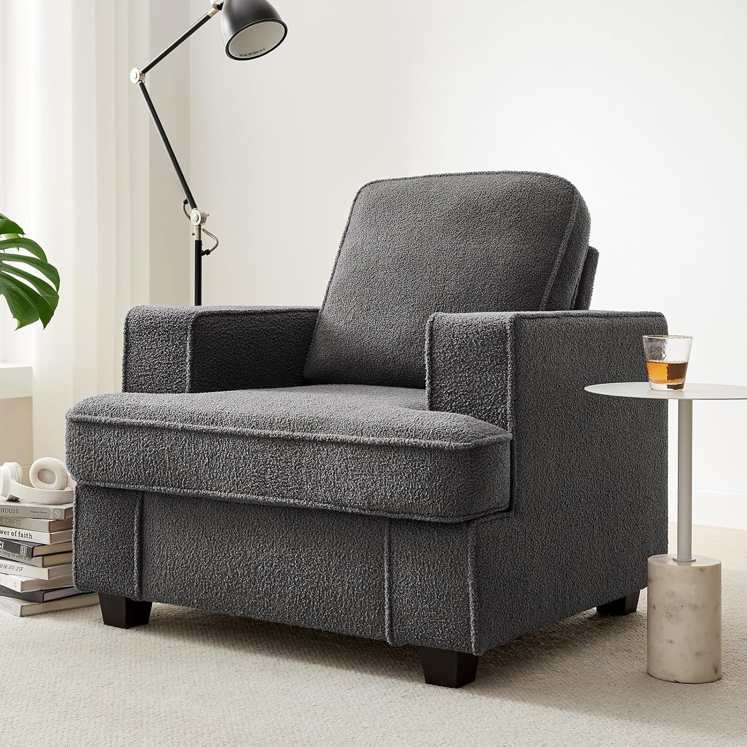 Couches for Living Room, 82” Cozy Teddy Fleece Couch Sofa for Living Room/Bedroom/Office/Apartment, Sofa Bed for Small Spaces, Removable Futon Couch Cover, Easy Assembly, Beige - Grand Goldman