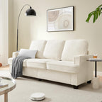 Couches for Living Room, 82” Cozy Teddy Fleece Couch Sofa for Living Room/Bedroom/Office/Apartment, Sofa Bed for Small Spaces, Removable Futon Couch Cover, Easy Assembly, Beige - Grand Goldman