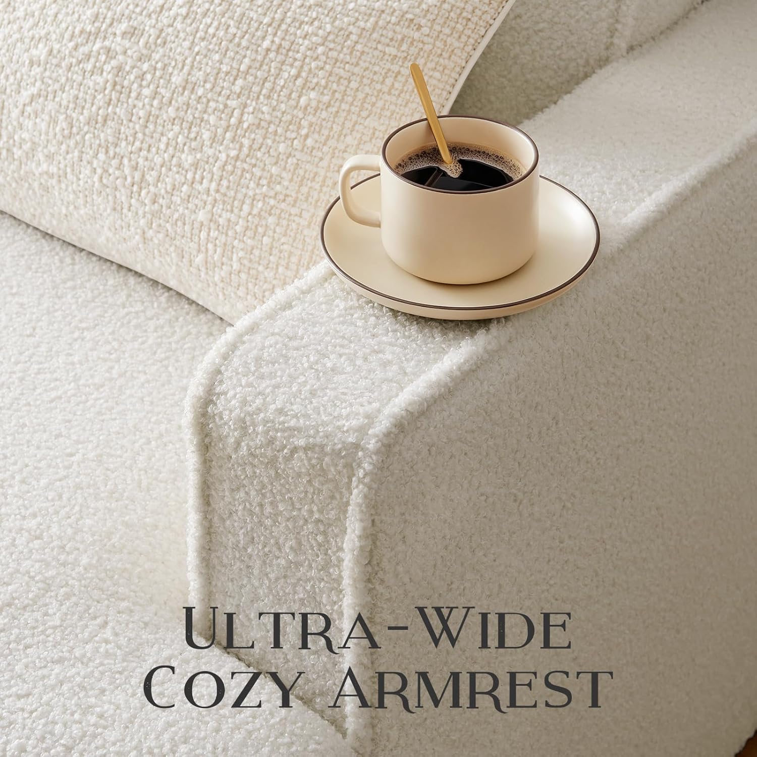 Couches for Living Room, 82” Cozy Teddy Fleece Couch Sofa for Living Room/Bedroom/Office/Apartment, Sofa Bed for Small Spaces, Removable Futon Couch Cover, Easy Assembly, Beige - Grand Goldman