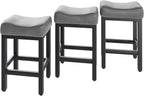 Counter Height Bar Stools Set of 2, 24 Inch Barstools for Kitchen Island Counter, Bonded Leather Kitchen Stools with Thick Saddle Seats & Heavy Duty Metal Base, Easy Assembly, All Black - Grand Goldman