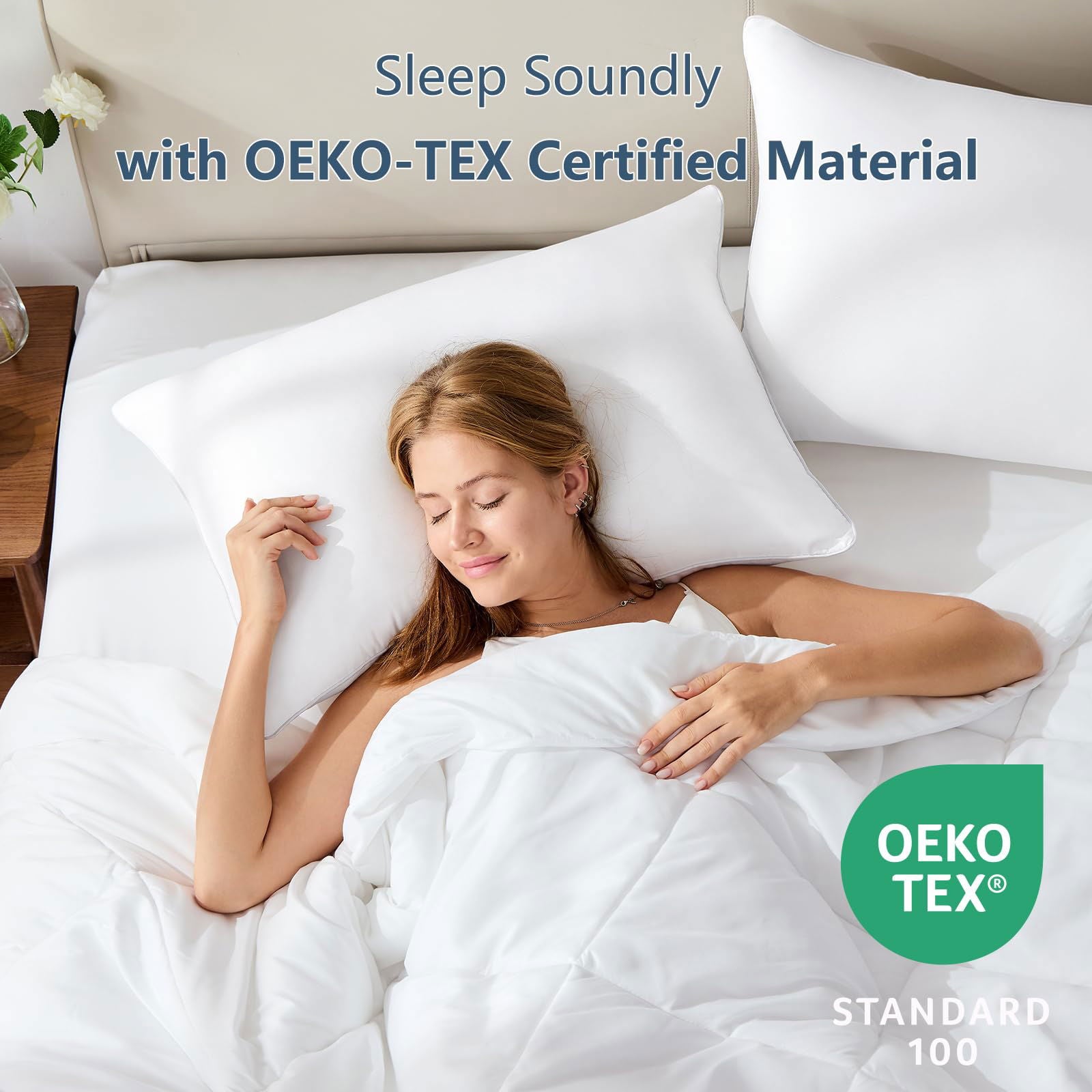 CozyLux Pillows Queen Size Set of 2, Hotel Quality Bed Pillows for Sleeping 2 Pack, Cooling Pillows for Side Back and Stomach Sleepers, Down Alternative Luxury Soft Supportive Fluffy Pillows (18x28) - Grand Goldman