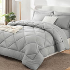 CozyLux Queen Bed in a Bag 7-Pieces Comforter Sets with Comforter and Sheets Dark Grey All Season Bedding Sets with Comforter, Pillow Shams, Flat Sheet, Fitted Sheet and Pillowcases - Grand Goldman
