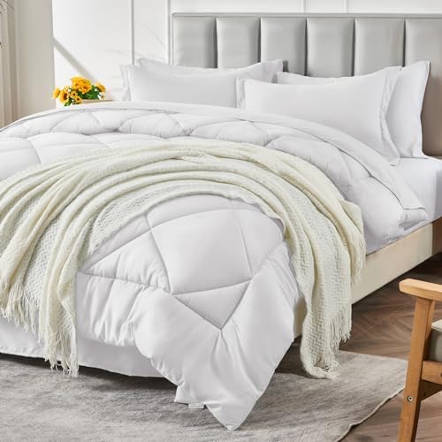 CozyLux Queen Bed in a Bag 7-Pieces Comforter Sets with Comforter and Sheets Dark Grey All Season Bedding Sets with Comforter, Pillow Shams, Flat Sheet, Fitted Sheet and Pillowcases - Grand Goldman
