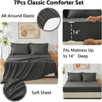 CozyLux Queen Bed in a Bag 7-Pieces Comforter Sets with Comforter and Sheets Dark Grey All Season Bedding Sets with Comforter, Pillow Shams, Flat Sheet, Fitted Sheet and Pillowcases - Grand Goldman