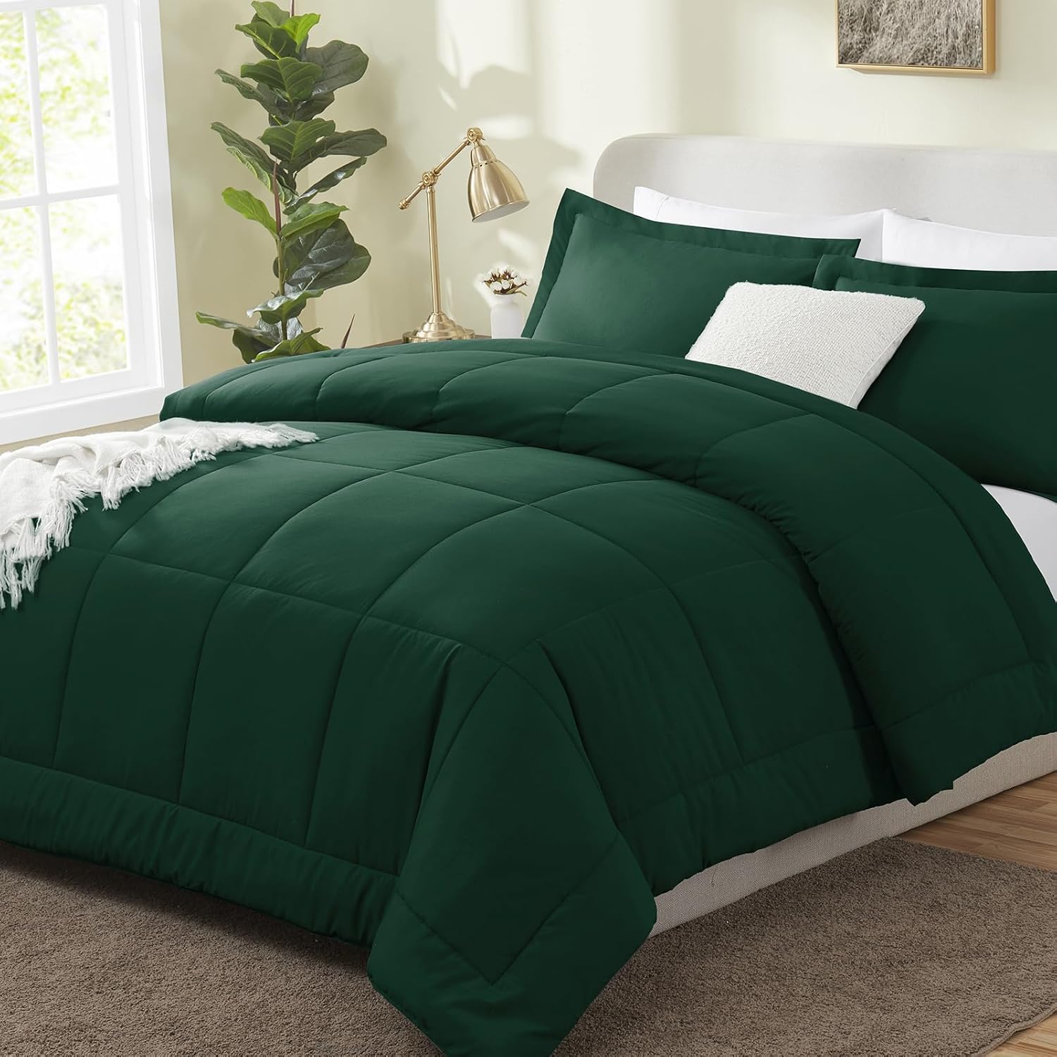 CozyLux Queen Size Comforter Sets - Black Comforter Queen Size, 3 Pieces Box Stitched Soft Lightweight Bed Set, All Season Bedding Sets with 1 Down Alternative Comforter and 2 Pillow Shams - Grand Goldman