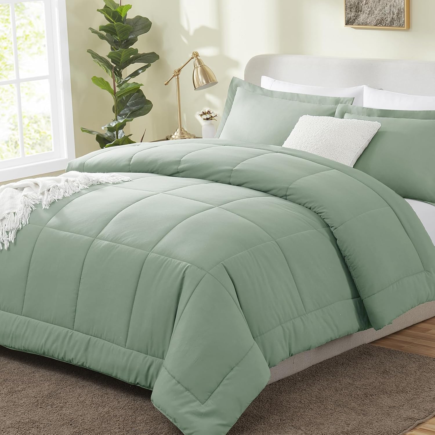 CozyLux Queen Size Comforter Sets - Black Comforter Queen Size, 3 Pieces Box Stitched Soft Lightweight Bed Set, All Season Bedding Sets with 1 Down Alternative Comforter and 2 Pillow Shams - Grand Goldman