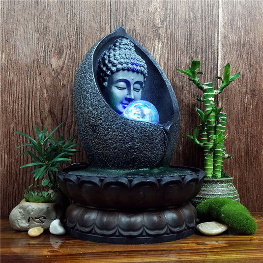 Crafts Creative Buddha Statue Resin Flowing Water Ornament - Grand Goldman